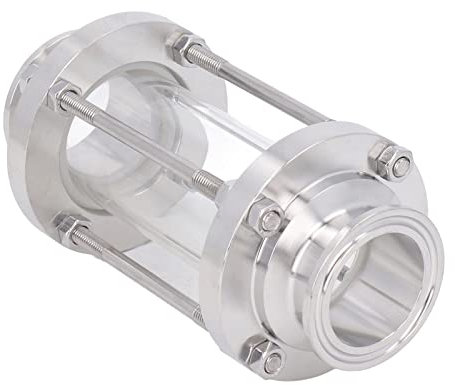 Mirilla Sanitaria, Acero Inoxidable 304 Resistente Mirilla en Línea Máximo PN6 Prevención de óxido de Orificio Completo para Industrias de Bebidas (Tubo de flujo de 38 mm/1,5 pulg. DE)