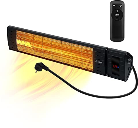 Mi-Heat Infrarot-Heizstrahler Terrassenheizer WIH-2300R, 2300 Watt, 4 Heizstufen, Fernbedienung, Metallgehäuse, IP65 Outdoor