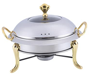 Chafing Dish, Acier Inoxydable Chafing Dish Buffet Set, Catering Warmer Set Anti Brûlure avec Couvercles Réchaud à Alcool pour Dortoir de Camping, Gastro et Fête Récipient de Réchauffement, auréé