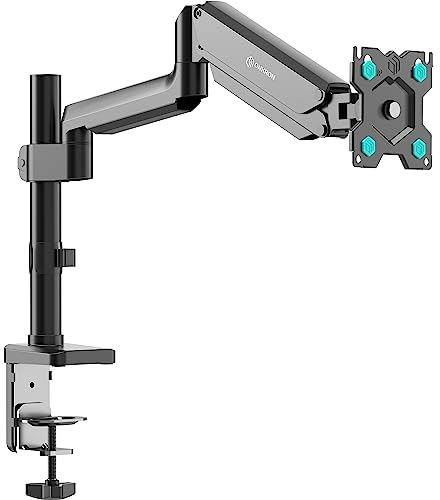 ONKRON Single Monitor Arm Desk Mount for 13 – 34 Inch Screen, Gas Spring Monitor Arm up to 12 kg - Screen Holder For Desk VESA 75x75 & VESA 100x100/Desk Screen Mount Tilt Swivel Rotation G75-B Black