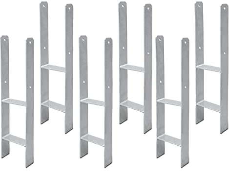Sonnewelt Pfosten H-Anker 6 Stück 600 mm Länge Vierkantholzpfosten Träger Anker Pfostenschuh (6 Stück 111mm)