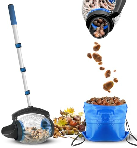 Zozen Nusssammler, Eichelsammler spezielle Version, Eichelpicker Oben – Direkter Auslass | Nur für Eichel, Nerf-Kugeln, Objektegröße 1,9 cm bis 2,5 cm; Länge 139,7 cm, Kapazität 3,5 l.