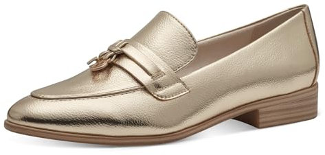 MARCO TOZZI Damen Loafer mit Absatz Elegant Bequem, Beige (Platinum), 37 EU