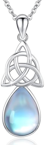 OHAYOO Mondstein Kette Silber 925 Keltischer Knoten Anhänger Halskette Wassertropfen Mondstein Schmuck Keltischer Geschenke für Damen Mädchen