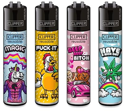 Clipper Feuerzeuge Mix Slogan 6 (4er Set)