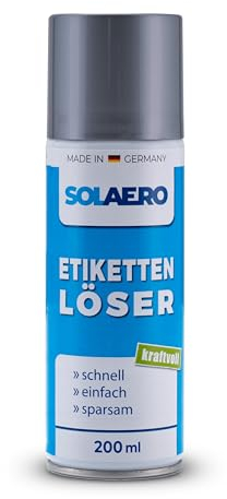 SOLAERO Etikettenentferner (200ml) - Klebstoffentferner extra stark – entfernt Etikettenreste & Klebereste von Holz, Glas & Kunststoff – Orangenduft – für Auto, Vignette, uvm – Made in Germany