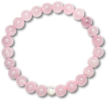 Majas Perlen Rosenquarz Armband Natursteine echt 8mm 925er Sterling Silber 7mm facettiert - Größe 16 bis 18cm - Handmade Perlenarmband Liebe Freundschaft Romantik - Spiritueller Schmuck Unisex