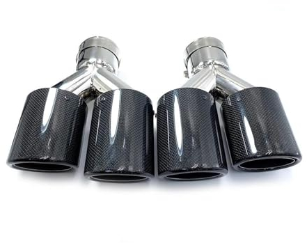 Auspuffrohr Endrohr 2PCS Universal Dual Carbon Fiber Auspuff Spitze Glänzend Auspuffrohr Auspuff Spitze Lockigen Flansch Für E70 Endrohr (Größe : 63-114mm)