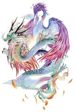 Tatouage Temporaire Faux Tatouage Décalcomanie Autocollants De Tatouage Dragon Et Phénix, Style Chinois, Couleur Longue Durée, Dos D'Épaule, Imperméable, Personnalité Pour Hommes Et Femmes
