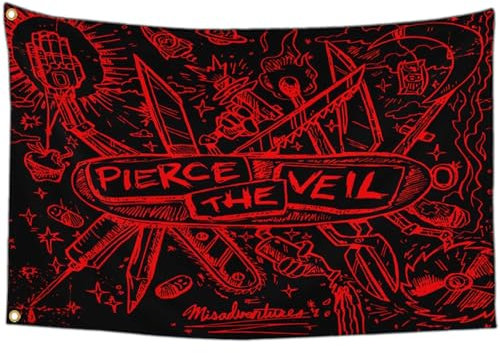 IOKEN Pierces the Veil Flag Tapestry Poster Banner 3x5 Ft Funny Flags for Teen Girls Room Bedroom College Dorm Meme Flags Man Cave Wall Art Decor Gifts