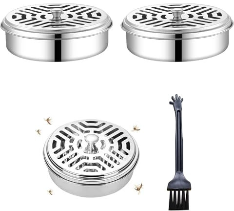 Mosquito Coil Holder,Mosquito Brûleur d'encens,Bruleur Spirale Anti Moustique,Porte Encens Spirale Anti Moustique,Support Bobine Moustique,Brûleur D'encens Anti-Moustique,Avec brosse,14.3x5cm,2 pièces
