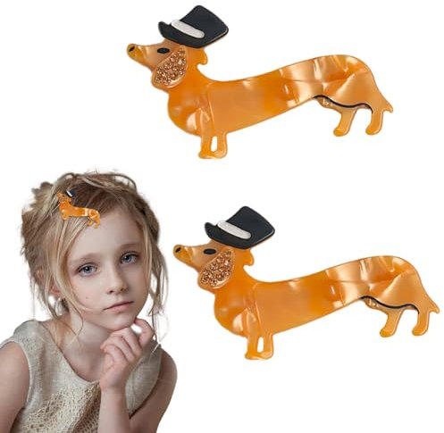 2 Stück Dackel Haarklammer, Dackel Haarspange Haarklammer Hund Dackel Haarspangen Damen und Haarspangen Mädchen Geeignet Als Geschenk für Hundeliebhaber,Rutschfeste Haarspange