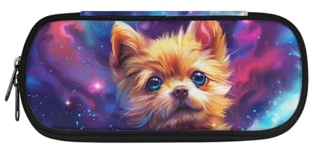 SCRAWLGOD Federmäppchen für Kinder, großes Fassungsvermögen, Galaxie-Reißverschluss, Federmäppchen, Yorkshire Terrier Galaxy, Einheitsgröße, Kosmetiktasche