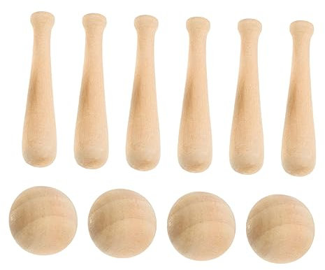 Gogogmee 30St Mini-Baseball runde Hartholzkugeln Mini-Fledermaus unvollendetes Handwerk unvollendetes Ornamenthandwerk Spielzeug bastelzeug Toy Baseball-Ornament aus Holz DIY-Bastelornament