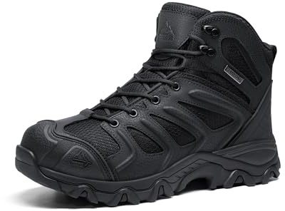 NORTIV 8 Men's Ankle High Waterproof Hiking Boots,Black,12