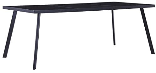 LXYZWRW Furniture select-Mesa de comedor negra de cristal templado 200 x 100 x 75 cm