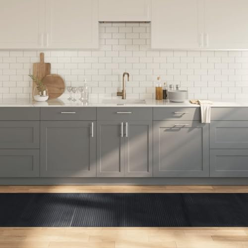 Iiaky Tapis rectangulaire Noir 80x500 cm Bambou,Grand Tapis Salle De Bain,Tapis De Bain Epais