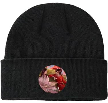 Tian Guan Ci Fu Hut Hua Cheng/Xie Lian Winter Warme Strickmütze Anime Druck Muster Strickmütze Set Kopf Kalt Winddicht Mütze