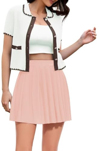 DRESSTELLS Plisseerock Damen Rosa Tennisrock Knielang Minirock High Waist Gothic Rock Kurz Sommerrock Elegant Y2K Pleated Skirt Faltenrock Blush M