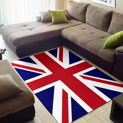 Union Jack Rug British Flag Design Soft Teddy Material with PVC Backing 80x150 cm Non Slip Fade Resistant Easy Care Ideal for Entryway Hallway Small Bedroom