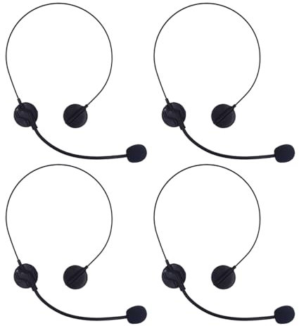 NIDHFG 4 Pieces Black Microphone, Creative Fake Headset Toys, Fun Headband Headphones, Cosplay Costume Props, Masquerade Decorations.