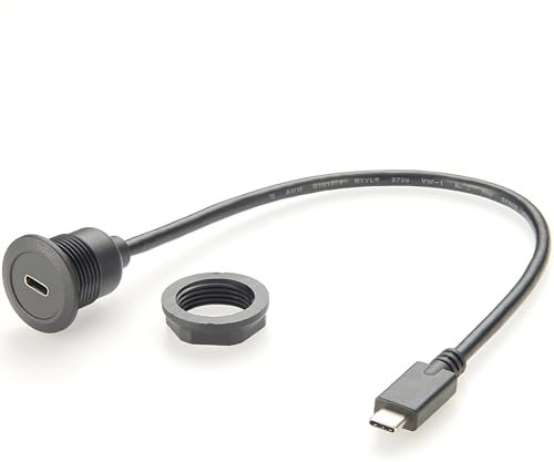 USB 3.1 to Type C Car Expansion Cable Male to Female Dashboard Extension Cable USB C Round Panel Mount Extension Cable for Expanding the Dashboard of Cars,Trucks,Motorcycles,Ships,Yachts,etc