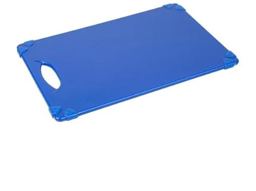 Hygiplas Commercial Grip HDPE Chopping Board 458x306x12mm, Blue | Non-porous surface limits cross-contamination, while swift cleaning keeps busy professional food prep areas safe.