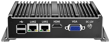 UDPTCP Mini PC senza ventola, PC industriale, mini computer Quad Core N2930, 4K HD+VGA, 2Gigabit Ethernet, USB, mini PC desktop 2 RS232 COM, WiFi/Win10/Linux, 8 GB RAM 256 GB SSD