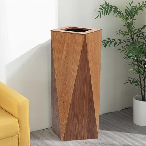 Poubelle créative en forme de losange, poubelle de recyclage en bois avec couvercle basculant, poubelle double couche de 22 L pour chambre, salle de bain, cuisine, bureau, hôtel haut de gamme
