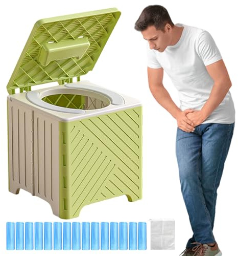 Yjkedfh Campingtoilette - Toilettenstuhl für Erwachsene - Klappbar & Rutschfester Toilettensitz mit PVC Sitzpolster für Senioren Krankenhaus Outdoor Camping Reisen