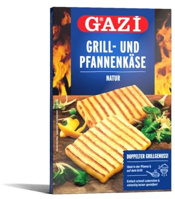Gazi Grill- und Pfannenkäse Natur - 6x 200g - Pfanne Grill Grillkäse Ofen Ofenkäse Backkäse 45% Fett i. Tr. Schnittkäse Käse mikrobielles Lab Halal vegetarisch glutenfrei