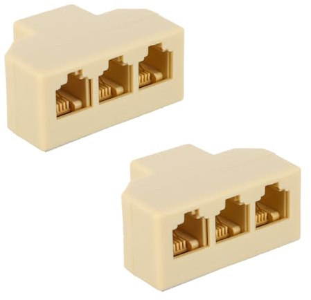 GAROZATION Adaptateur Rj11 Mâle vers Femelle 3 Voies, Lot de 2 Séparateurs Muraux pour Téléphone Fixe, Convertisseur Prise Téléphonique Compatible Ligne Terrestre, Usage Bureau et Maison