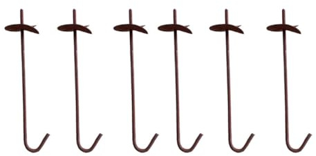 Ciieeo 6 Piquets de Sol en Acier Renforcé Rouges pour Ancrage Sécurisé et Abris, Usage Extérieur, Fixation Robuste pour Jardin et Camping