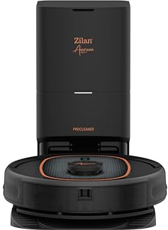 Zilan Robot Aspirapolvere Lavatrice Intelligente 2000 Pa – Navigazione laser e giroscopica, Wi-FI, Controllo Vocale, Stazione Autosvuotamento 3 L, Autonomia 150 min, Nero e Oro