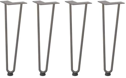 RCODSSK Massivstahl Haarnadelbeine für Couchtisch 4 STK, 42 cm pulverbeschichtete Tischbeine mit verstellbaren Fußnivellierern, stabile Hairpin Beine für schwere Tischplatten, inklusive
