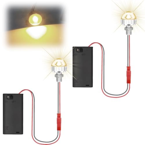 YOUYIKE 2 Stück Mini LED Licht DIY Puppenhaus Beleuchtung mit AA-Batteriehalter & Schalter, Micro LED Kleine Krippenlicht für Ledmodellbau Wichtel Mikrohaus Miniatur Museum (2 Weiß)