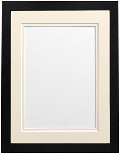 FRAMES BY POST H7 Black Picture Photo Frame With Ivory Double Mount 20x16 for Pic Size A3 (Plastic Glass)