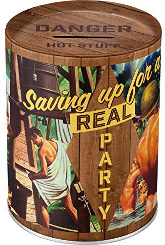 Nostalgic-Art Retro Spardose, Say it 50's – Party Boys – Geschenk-Idee für Nostalgie-Fans, Sparschwein aus Metall, Vintage Blech-Sparbüchse, 1 l