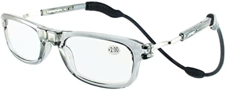 Loopies Hochwertige magnetische Lesebrille für Unisex, verstellbar, faltbar und vorne, Verbindung mit bequemem und flexiblem Halsband. Wird mit kostenloser Tasche und Reinigungstuch geliefert