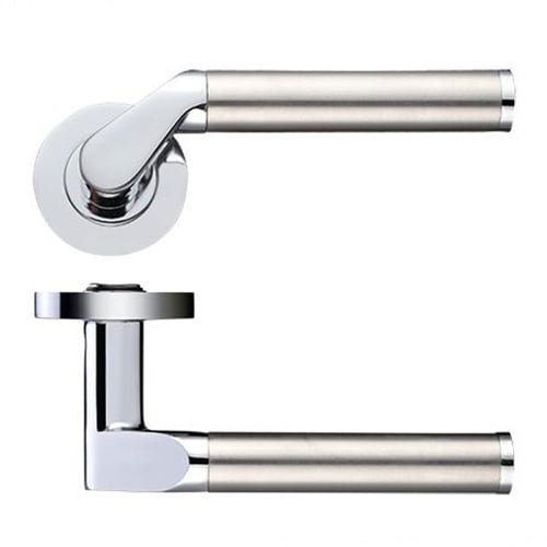 VENUS Fire Rated Lever on Rose Door Handle Pair in Stainless Steel