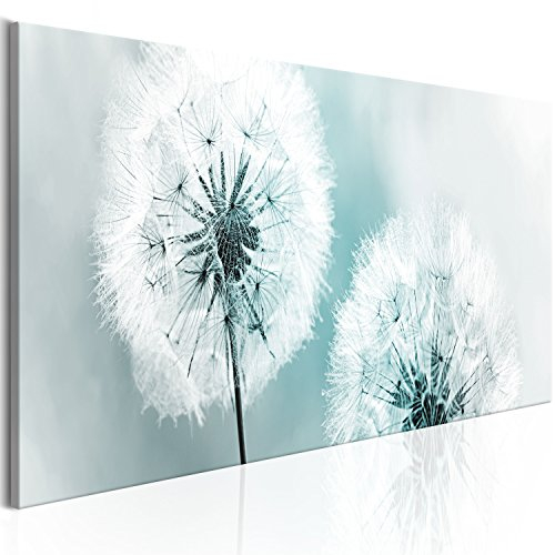 murando - Leinwand Bilder Pusteblume 135x45 cm Vlies Leinwandbild 1 tlg Kunstdruck modern Wandbilder Groß XXL Wohnzimmer Wanddekoration Wand Bild Panoramabild - Blumen Natur grau blau Pusteblumen
