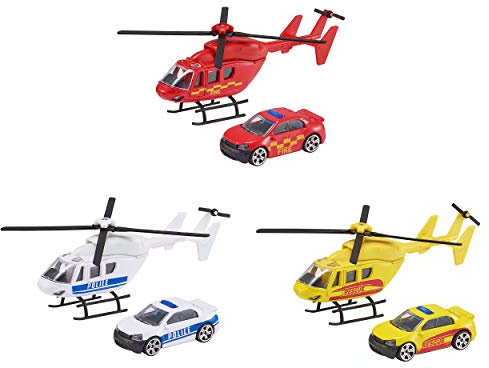 Teamsterz 7535-73614 Helicopter & Car Toys, Multicolour