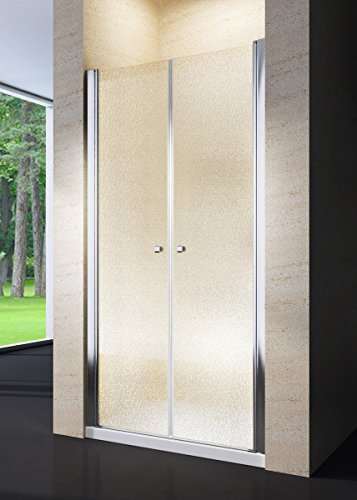 Yellowshop - Box Doccia Cm 70, 80, 90, 100, Porta Nicchia Saloon In Alluminio Cristallo Trasparente E Opaco 6mm Altezza Cm 190 Apertura A 180 Gradi (80 CM (DA 78 A 82 CM), PUNTINATO OPACO)