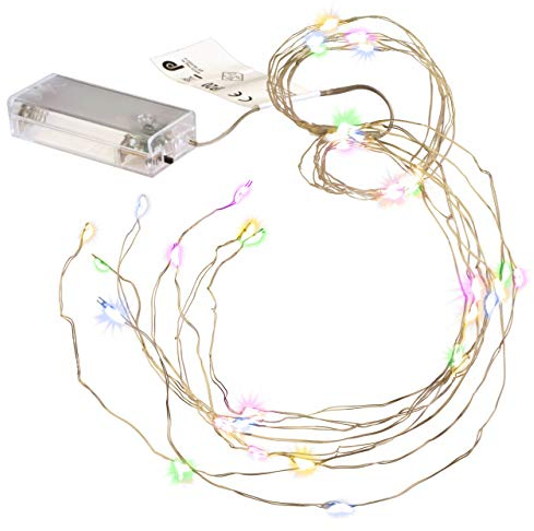 Nipach GmbH 2er Set Lichterregen – 2 x 48 LED bunt 8 silberne Drähte mit je 6 LED Batterie Timer Lichterkette Weihnachtsdeko Partydeko Lichterbündel Weihnachten