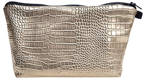 PREMYO Kosmetiktasche Klein für Handtasche - Schminktasche Damen Make Up Tasche - Federmappe Mädchen Etui Gold Glänzend