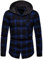 Iris Sprite Sweat à Capuche Homme Chemise Carreaux avec Poche Poitrine Épissage Manches Longues (Bleu - A112, M)