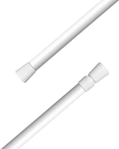 Extendable Curtain Poles, 105-190CM Telescopic Curtain Shower Rod Spring Loaded Tension Rod No Drill for Window Shower Bathroom (White)