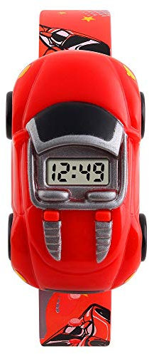 TONSHEN Kinder Digital Uhren Cartoon Aussehen LED Elektronik Outdoor Sport Junge Armbanduhr (Rot)