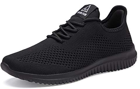 VAMJAM Men's Running Shoes Ultra Lightweight Breathable Walking Shoes Non Slip Athletic Fashion Sneakers Mesh Workout Casual Sports Shoes All Black Size 10.5
