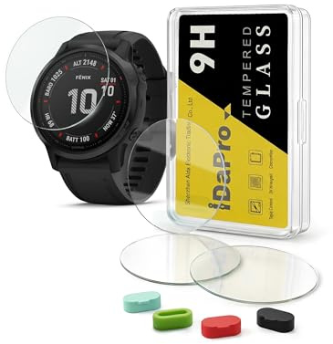 iDaPro Screen Protector for Garmin Fenix 6S/6S Pro/6S Sapphire, 9H Glass | 4-Pack + 4 Dust Plugs + ABS Box. For 6S Pro/6S Sapphire. 9H Hardness, Anti-Scratch, Anti-Bubble, HD Clarity